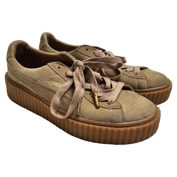 Puma Shoes - Puma x Fenty Rihanna Tan Brown Creeper Suede Leather Platform Sneakers Size 7